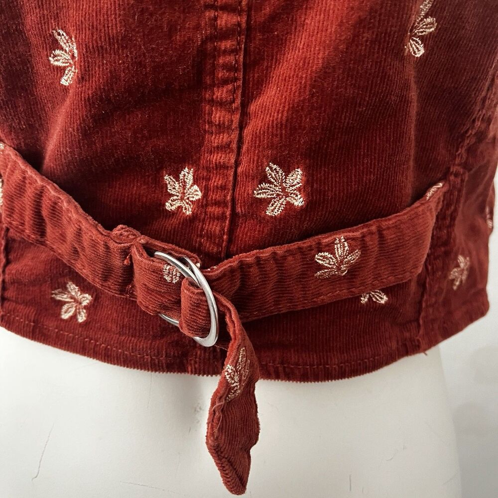 Roxy Corduroy Vest S Red Butterfly Western Cowgirl Festival Whimsical Twee Ranch - Picture 5 of 7